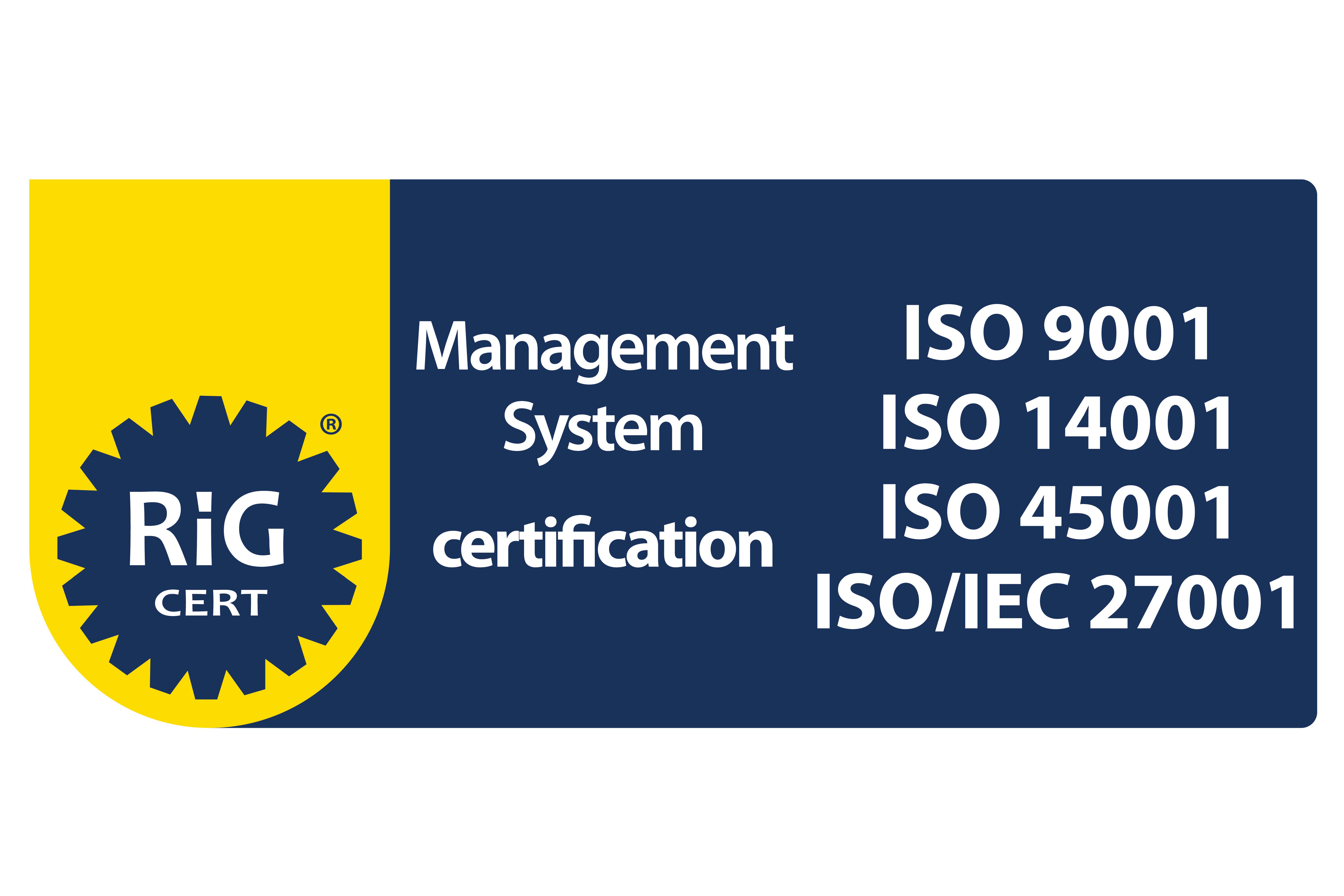 RiG CERT ISO 9001, 14001, 45001, 27001